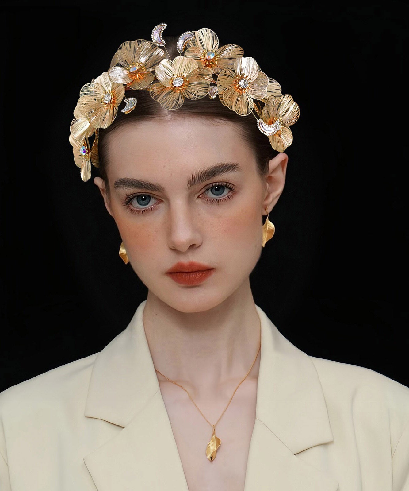Vogue Gold Alloy Floral Zircon HairPiece