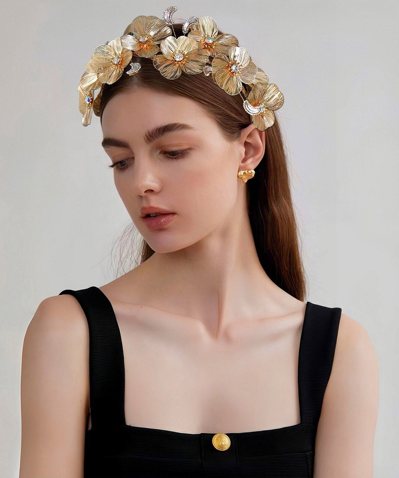 Vogue Gold Alloy Floral Zircon HairPiece