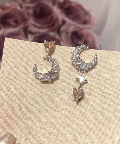 Vogue Multicolor Copper Overgild Zircon Moon Star Love Drop Earrings
