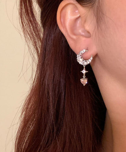 Vogue Multicolor Copper Overgild Zircon Moon Star Love Drop Earrings