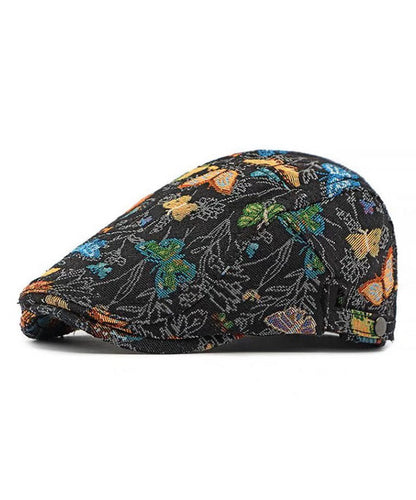 Women Beige Butterfly Jacquard Breton Hat