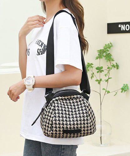 Women Black Plaid Versatile Canvas CrossBody Bag