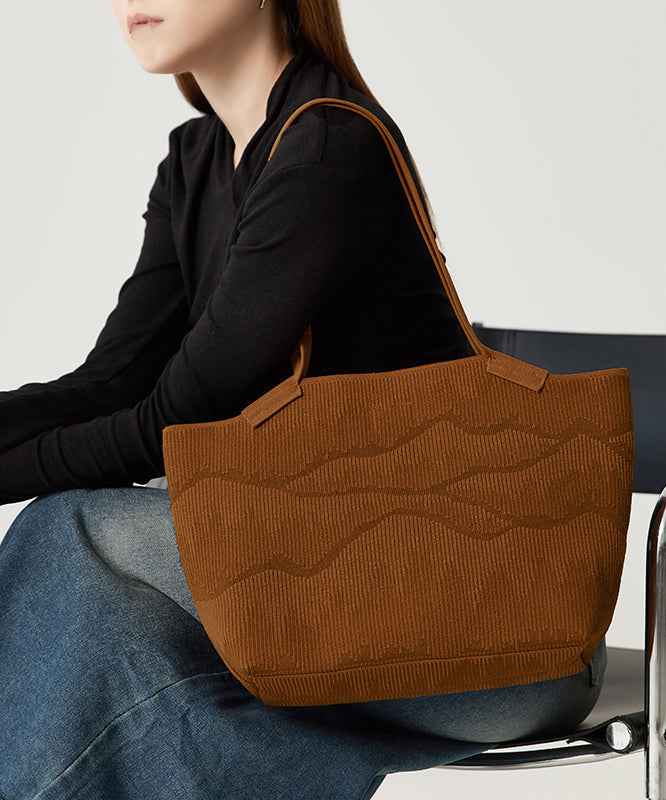 Women Brown Embossing Large Capacity Cotton Shoulder Bags