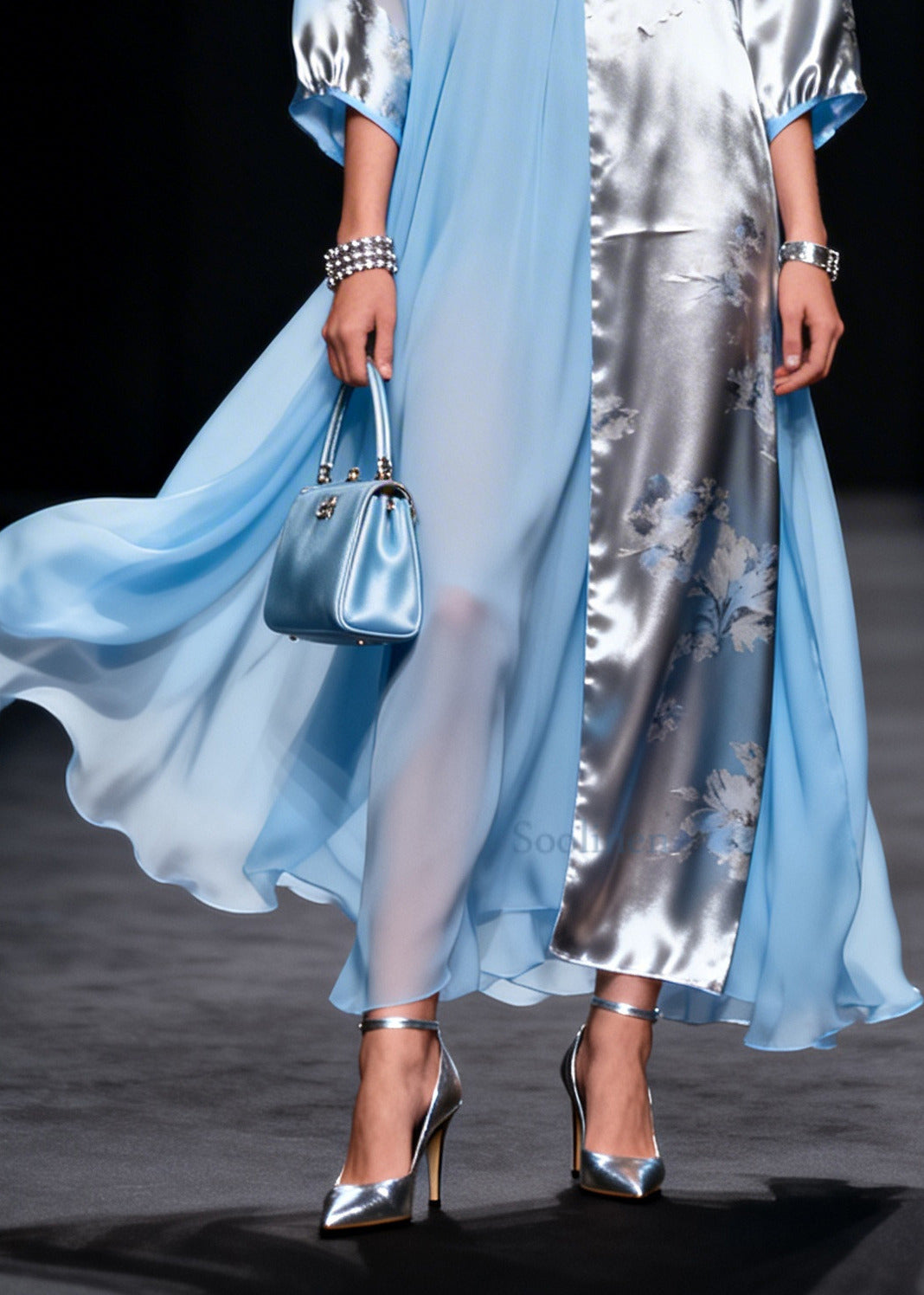 Women Colorblock Asymmetrical Patchwork Chiffon Party Dress Summer