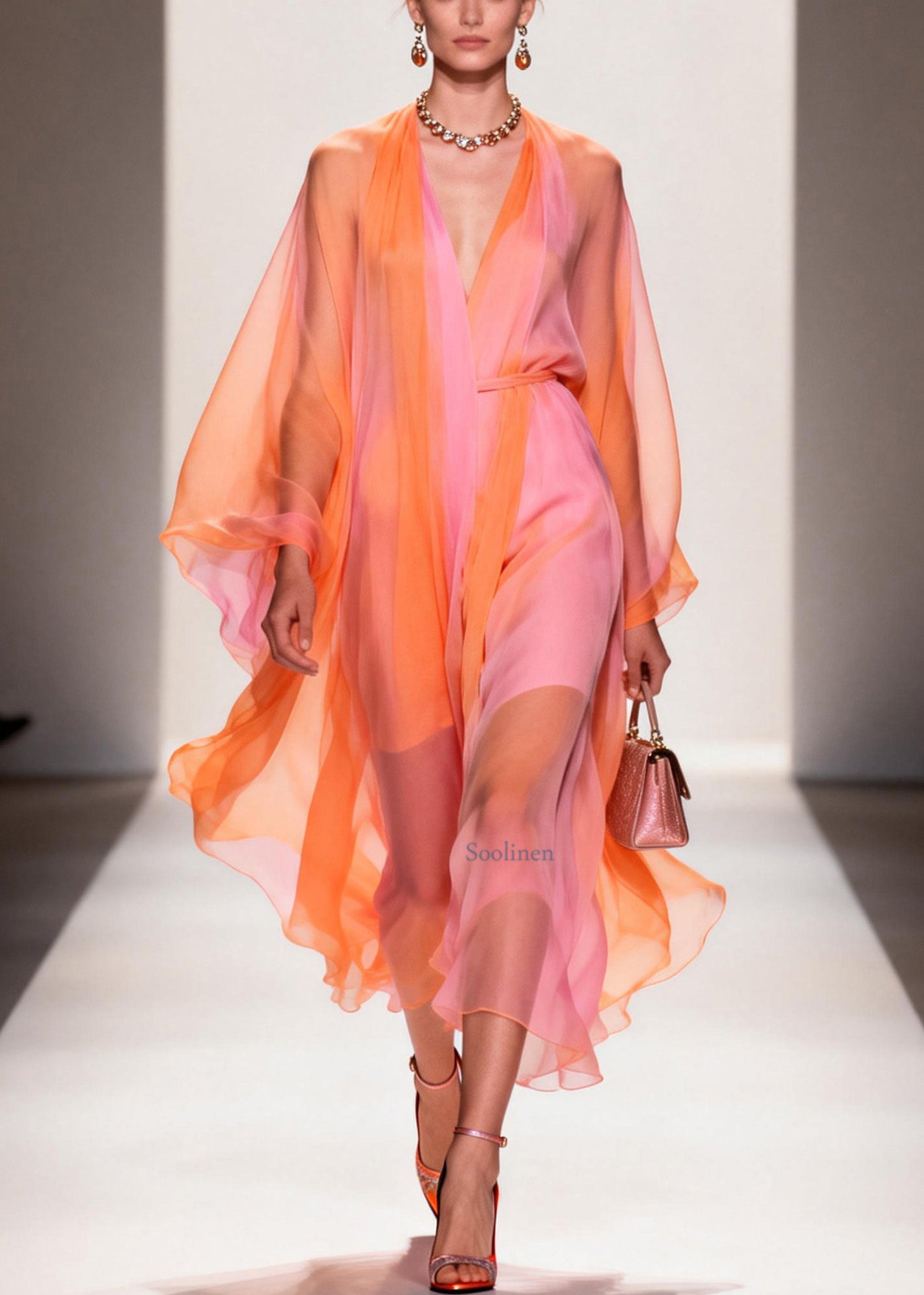 Women Colorblock V Neck Chiffon Holiday Dress Summer