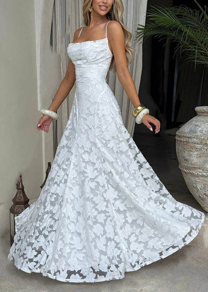 Women Green Exra Large Hem Lace Spaghetti Strap Dress Summer