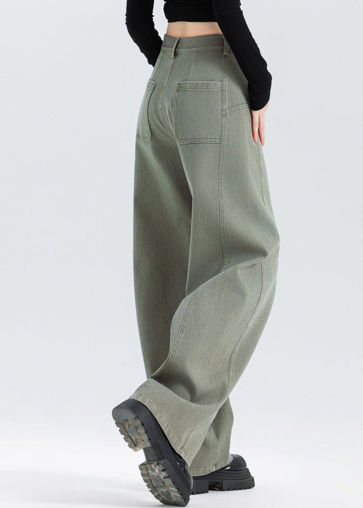 Women Grey Oversized Patchwork Denim Pants Spring