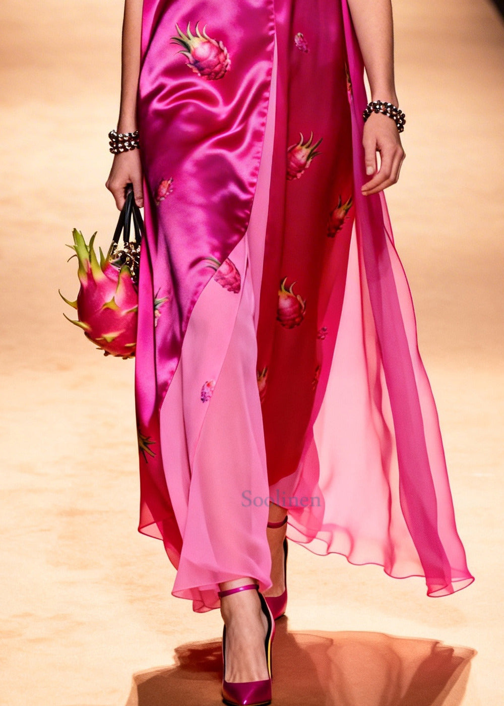 Women Rose Oversized Print Chiffon Maxi Dress Sleeveless