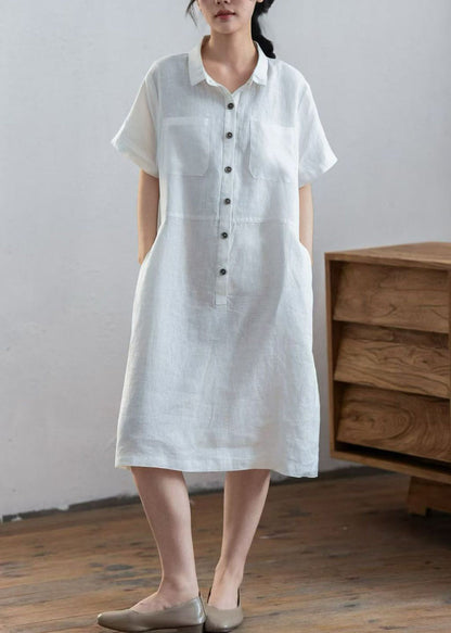 Women White Oversized Linen Maxi Dresses Summer