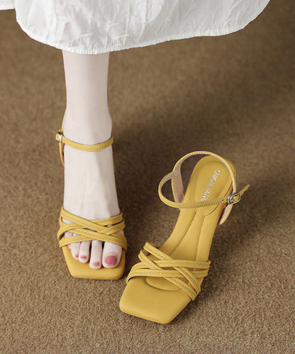 Women White Sandals Chunky High Heel Sandals