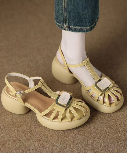 Yellow Sandals Platform Faux Leather Beautiful Sandals