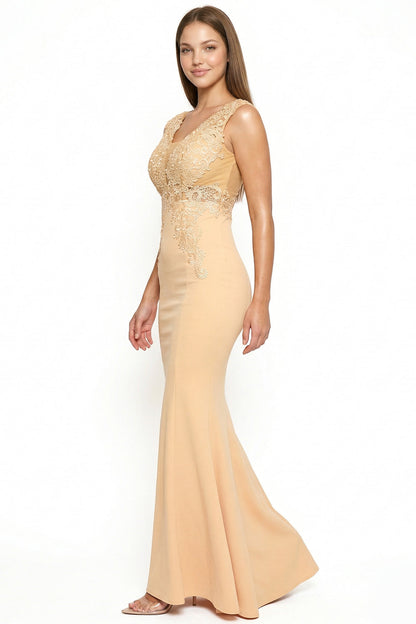 Symphony Dress - Off The Shoulder With Flower Lace And Rhinestone Trumpet/Mermaid Maxi Dress