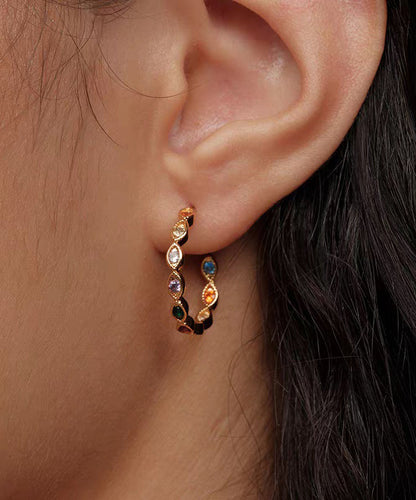 Bohemian Rainbow Copper Overgild Zircon Hoop Earrings