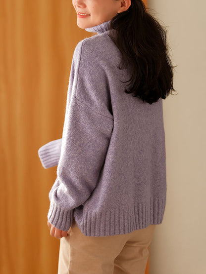 Women Winter Casual Soft Knitted Solid Loose Sweater