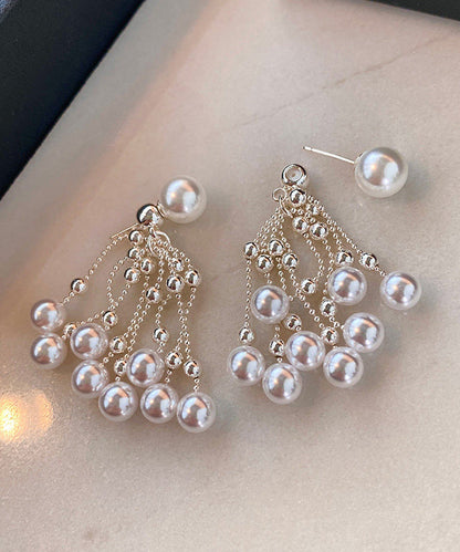 Stylish White Fireworks Pearl Alloy Drop Earrings