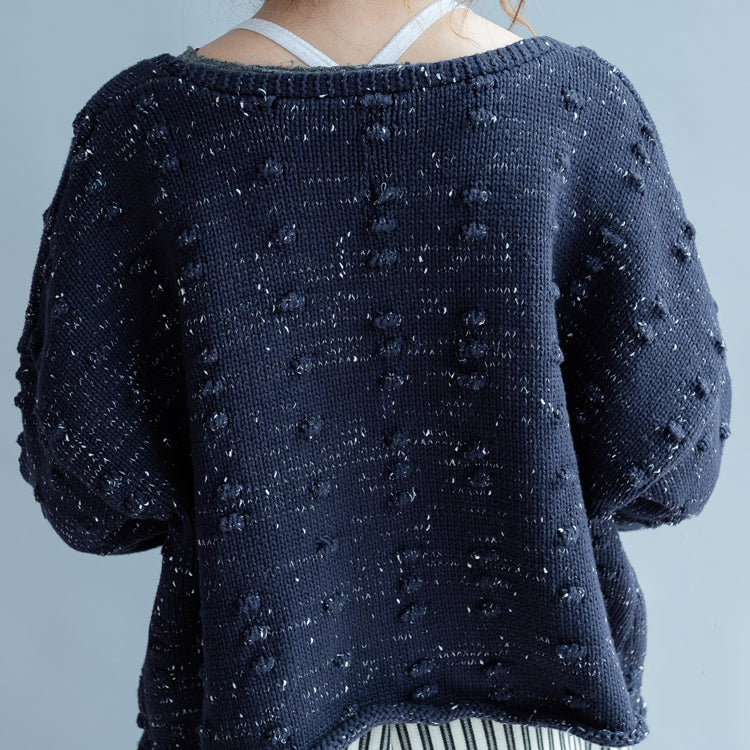 new blue asymmetric design cotton knitted cardigans chunky oversize fashion coats