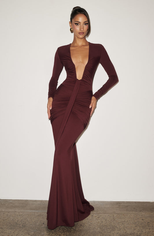 Sexy Slim Deep V Neck Solid Color Dress