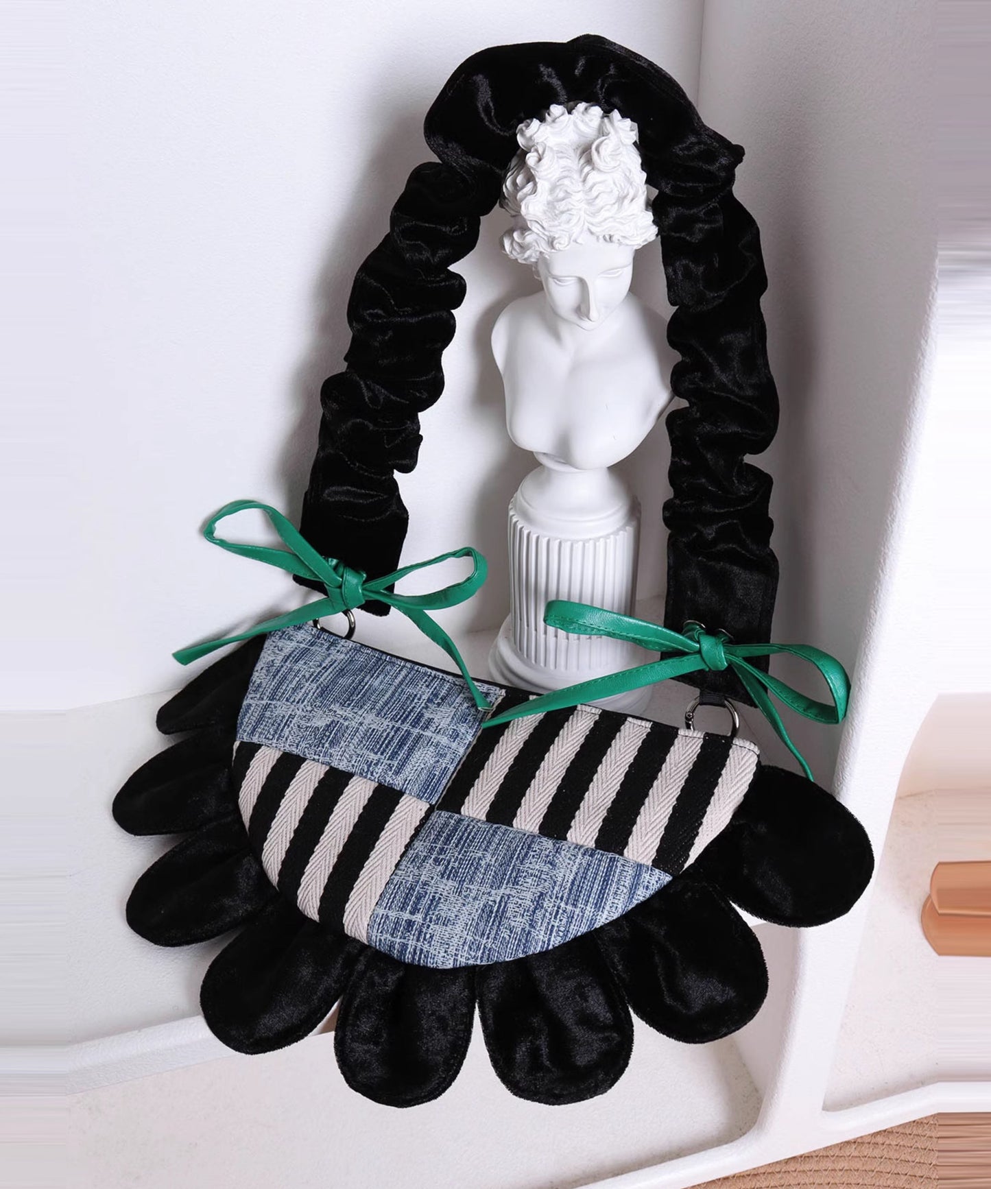 DIY Fan Shaped Patchwork Bow Shoulder Bags
