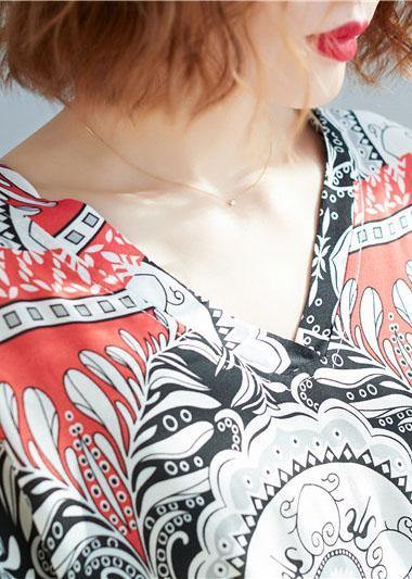 DIY prints linen cotton dress v neck Love summer Dresses