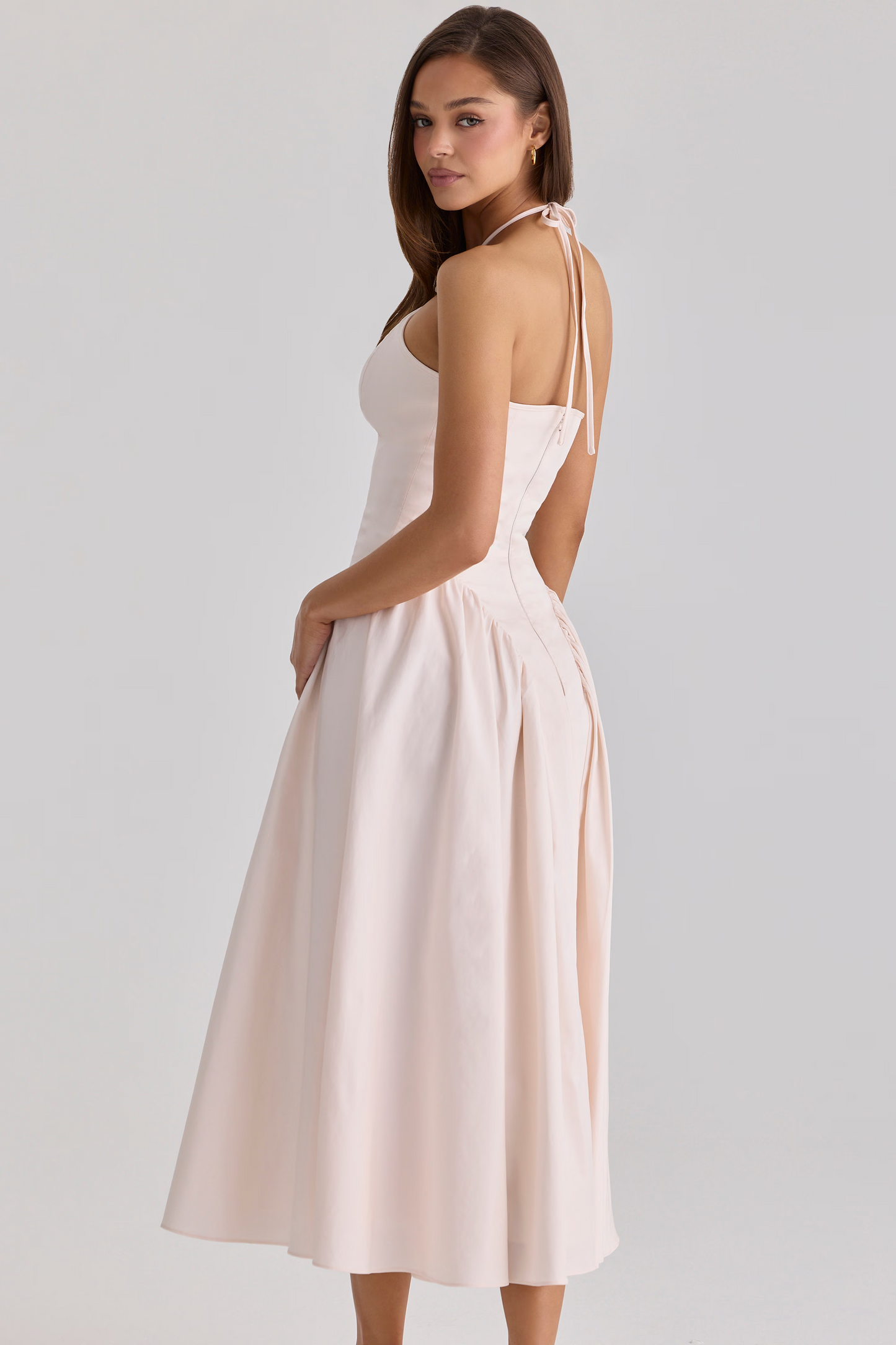 Halter Cutout Fit-and-Flare Midi Dress