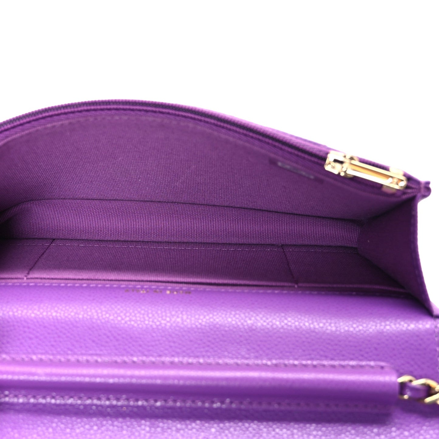 Caviar Quilted Flap Phone Holder with Chain Purple