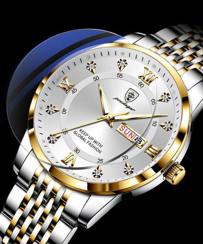 Fashion Black Stainless Steel Waterproof Noctilucent Watches