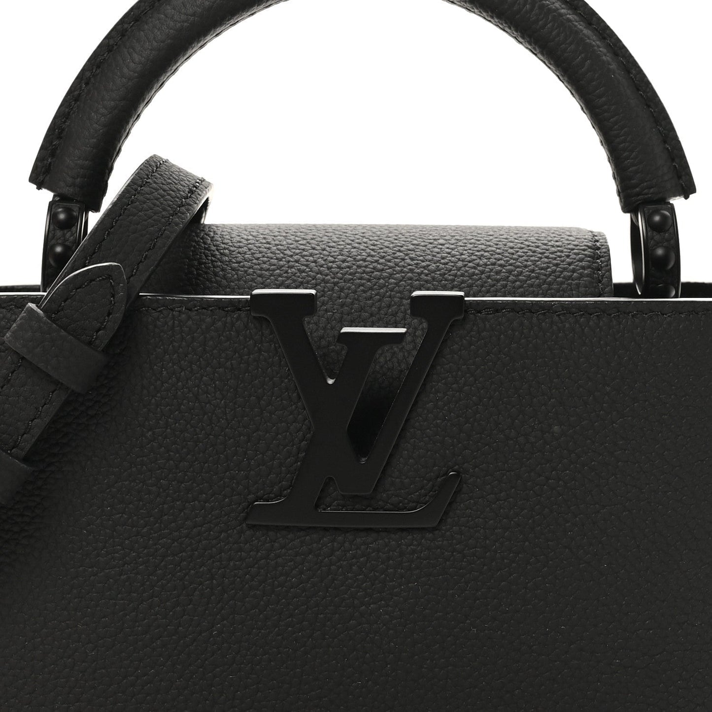 Matte Taurillon Capucines East West Mini All Black