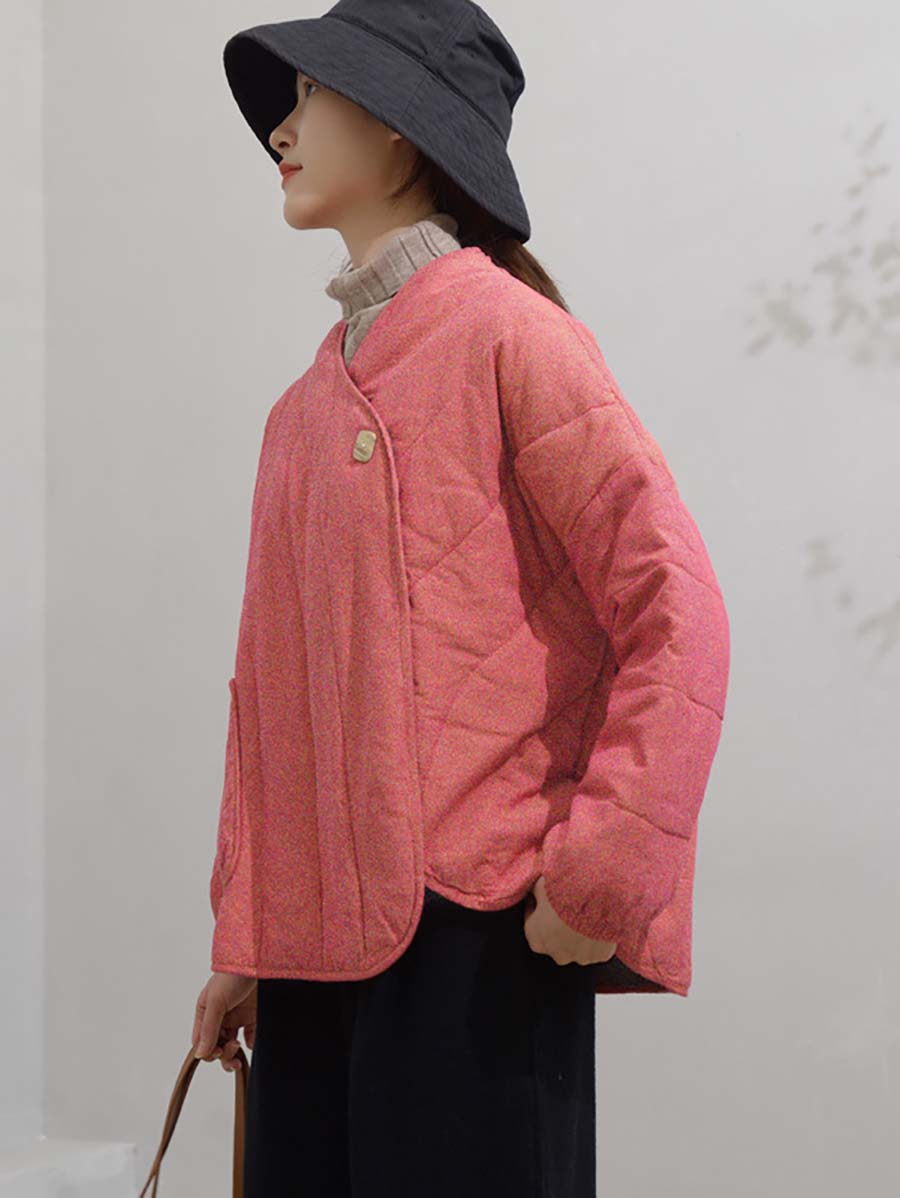Women Vintage Solid Loose Button Cotton linen Jacket