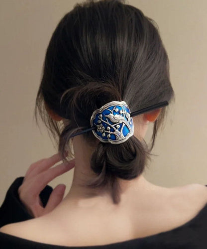 Vintage Magpie Sterling Silver Cloisonne Enamel Hairpin