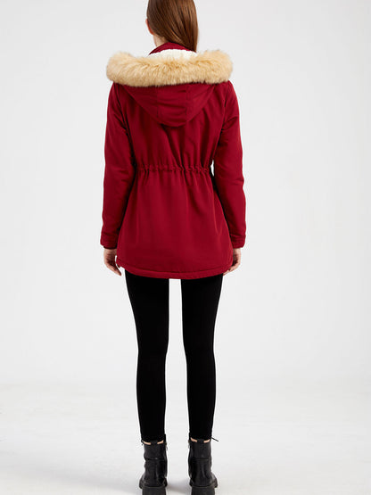 Women's Coat Daily Lamb wool Fall Winter Regular Midi Length Coat Solid Color Oversized Coat