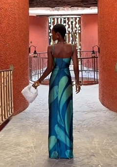 Sexy Sling Backless Print Slim Dress