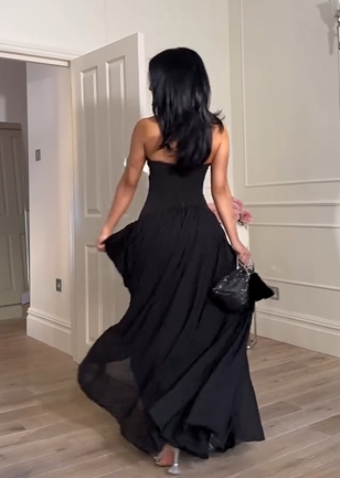 Sexy Halter Deep V Waist Solid Color Dress
