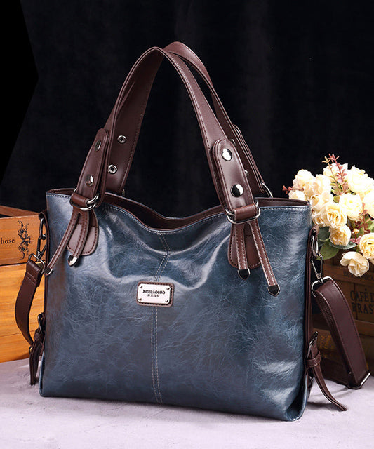 Unique Brown Large Capacity Calf Leather Shoulder Bag