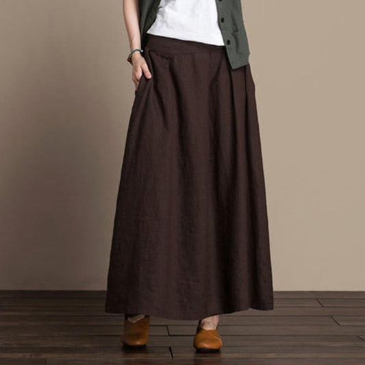 Cozy Linen New Loose Simple Skirt