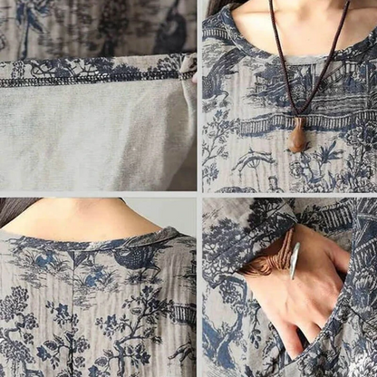 Printing 100%Cotton Dress Robe