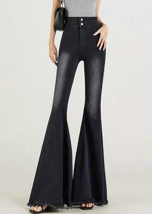 Original Design Light Blue High Waist Denim Flared Trousers Fall
