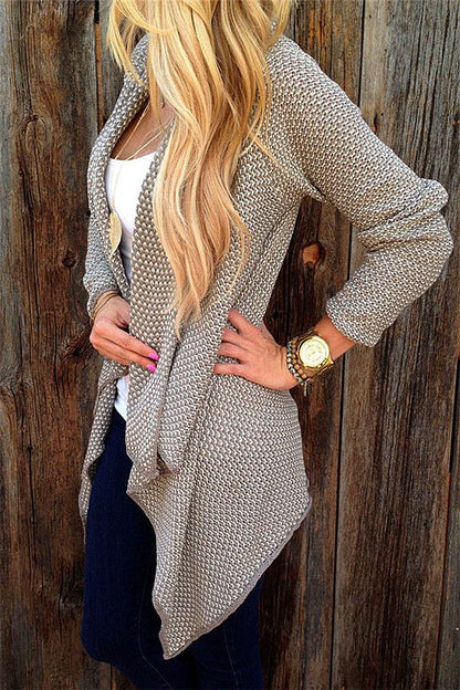 Asymmetric Casual Coat Open Knit Cardigan