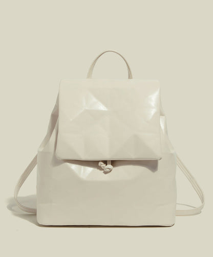 Women Beige Large Capacity Faux Leather Backpack Bag