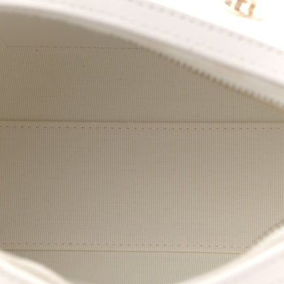 Caviar Quilted Barrel Clutch With Chain White