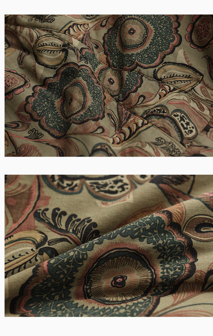 Ethnic Style Padded Quilted Printed Skirt