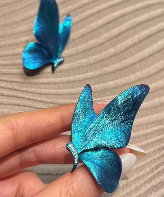 New Blue Sterling Silver Resin Butterfly Stud Earrings