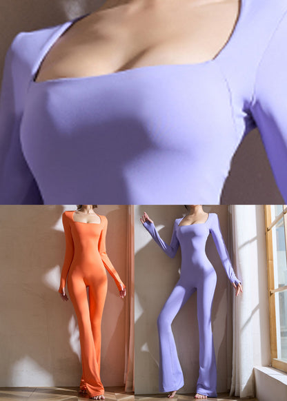 Orange Patchwork One Piece Workout Suit Spring