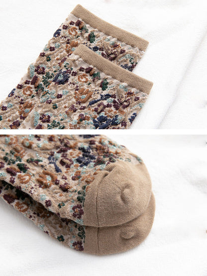 5 Pairs Winter Women Thick Retro Socks