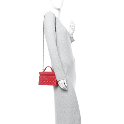 Caviar Quilted Top Handle Slim Vanity With Chain Red