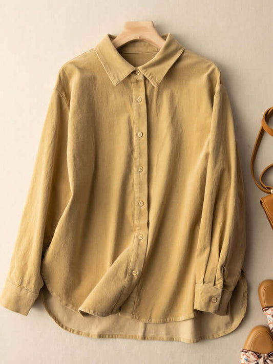 Natural Fabric Solid Color Casual Shirt