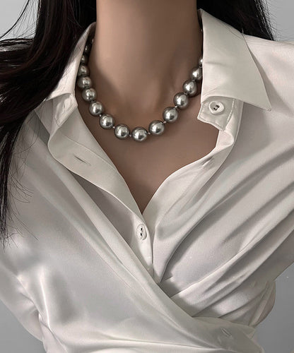 Chic Grey Pearl Original Design Collar Necklace