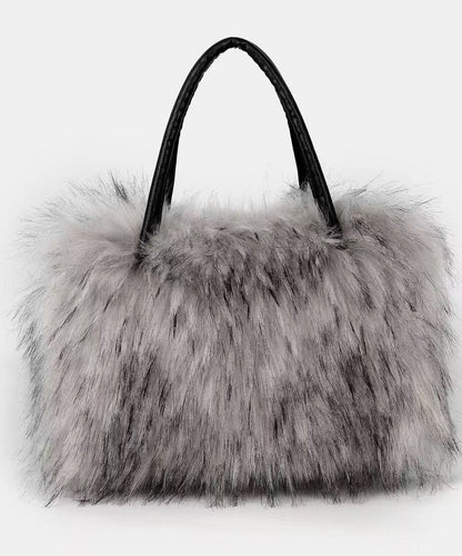 Stylish Green Fuzzy Fur Fluffy Large Capacity Tote Handbag