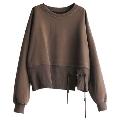 Winter Retro Irregular Patchwork Furred Loose Sweater