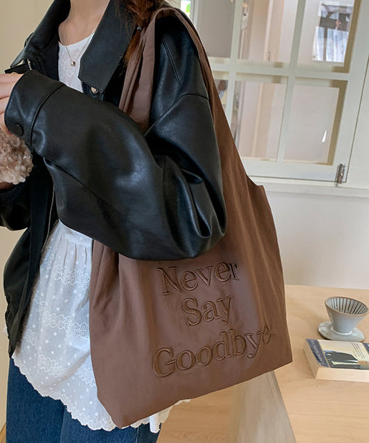 Casual Blue Embroideried Canvas Large Capacity Shoulder Bag