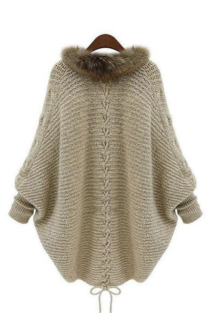 Buffy Faux Fur Cable Knit Cardigan